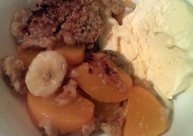 Steps to Prepare Ultimate Vickys Easy Banana &amp; Peach Crumble, GF DF EF SF NF