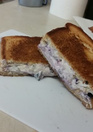 A picture of Blueberry and cream cheese stuffed Texas Toast.