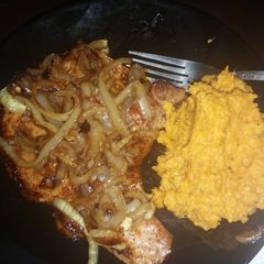 A picture of Pan-seared pork chops.