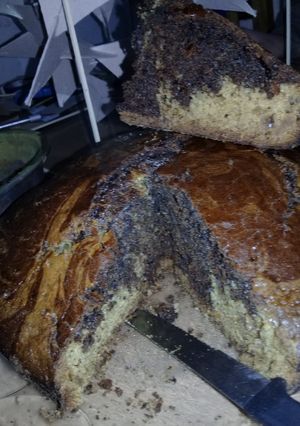 Una foto de Bizcochuelo marmolado de naranja y café  (apto vegano)