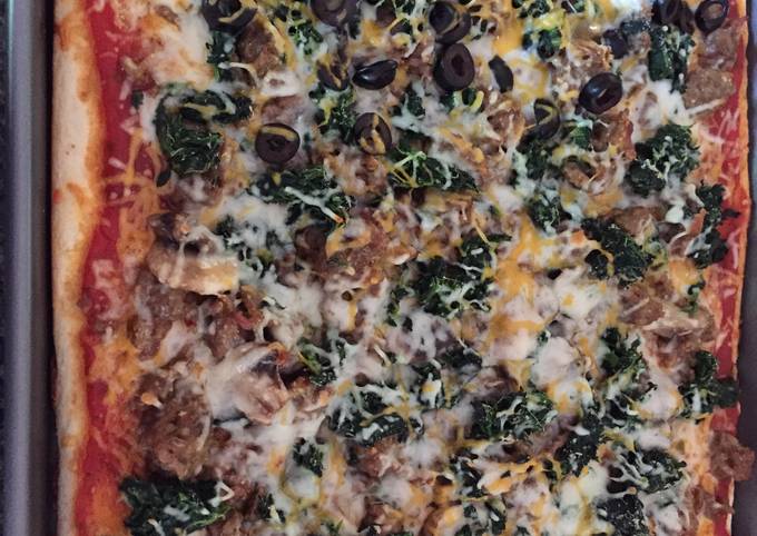 Easiest Way to Prepare Favorite Italian Sausage &amp; Spinach Rectangle Pizza