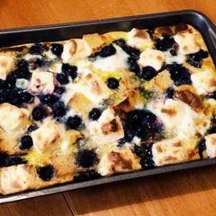 A picture of Gluten Free Blueberry French Toast Casserole.