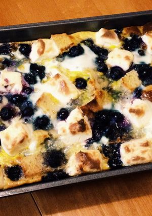 A picture of Gluten Free Blueberry French Toast Casserole.