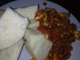 Boiled yams with eggs sauce