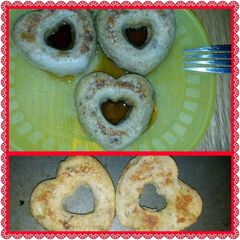 A picture of Heart shaped pancake puffs.