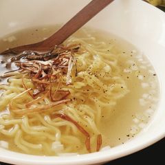 A picture of Authentic, Refreshing Salt Broth Ramen Made Right in the Bowl.