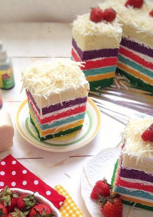 Foto resep Rainbow cake putih telur