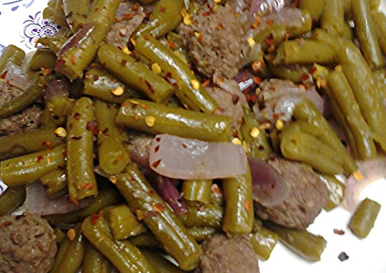 Recipe of Homemade Green beans with meatballs