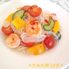 A picture of Asian-style Salad with Cellophane Noodles and Shrimp.