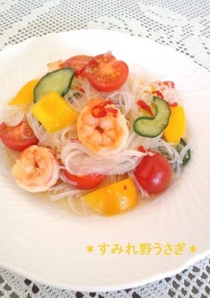 A picture of Asian-style Salad with Cellophane Noodles and Shrimp.