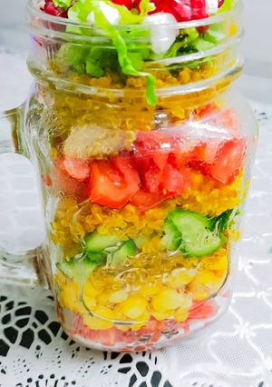 A picture of Quinoa layered salad.