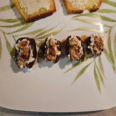 A picture of Goat cheese stuffed dates.