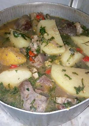 A picture of Yam and plantain peppersoup.