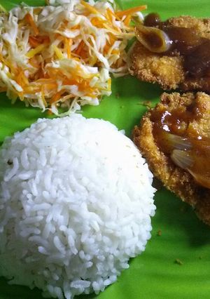 Foto resep Chicken katsu sauce BBQ with japaneses salad