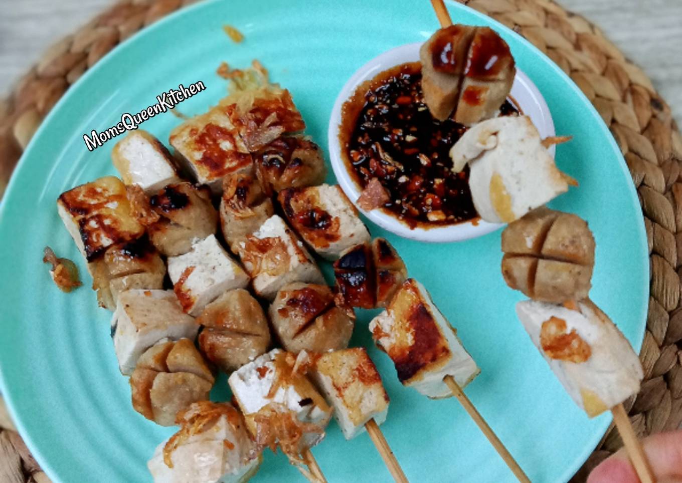 Sate Tahu Bakso Panggang Teflon sambal kacang kecap