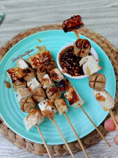 Foto resep Sate Tahu Bakso Panggang Teflon sambal kacang kecap