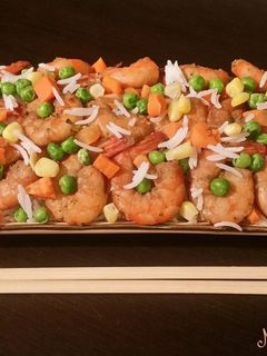 صورة لوصفة رز مقلي مع القريدس