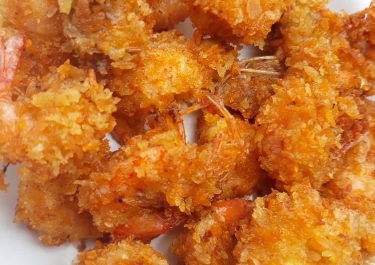 Cara Gampang Menyiapkan Udang tepung roti mantul Anti Gagal