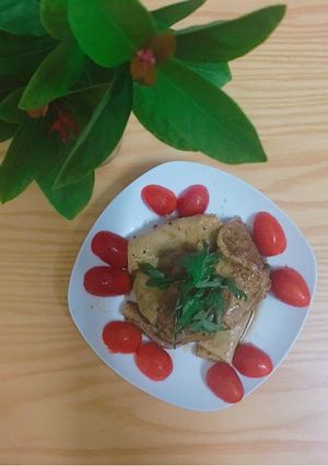 Hình của món Váng đậu rim tiêu.
