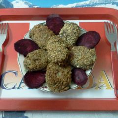 A picture of Banana flower -chicken cutlets.