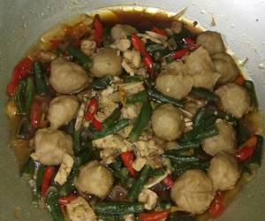 Resep mudah Oseng kacang panjang tempe &amp;amp; bakso Nikmat Lezat