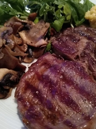 Easy Way Prepare Recipe Ribeye Steak with Onion Gravy, Mushrooms &amp; Fresh Greens that is So Delicious, Perfect}