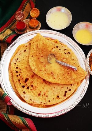 A picture of Mango Pooran poli(with mango and chana daal stuffing).