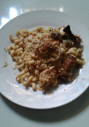 A picture of Macjollof rice in chicken stock.