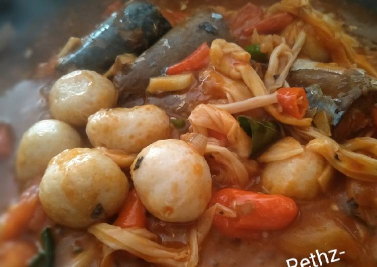 Sarden bakso Ikan pedas