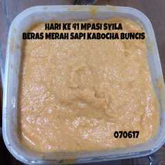 A picture of Mpasi 7m 4* beras merah sapi kabocha buncis.