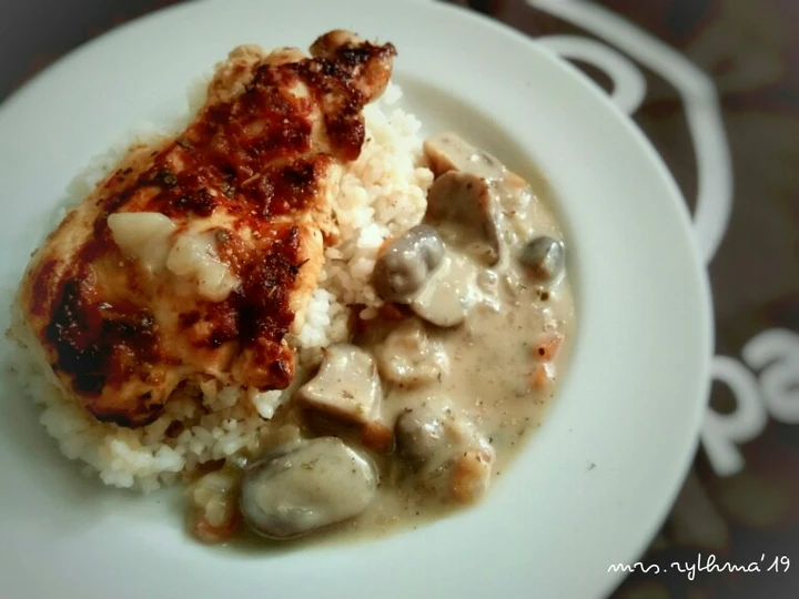 Cara Gampang Membikin Resep Creamy Mushroom Sauce &amp;amp; Simple Chicken Steak yang Enak Banget Anti Ribet, Lezat