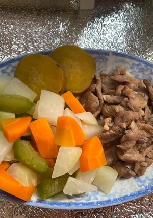 Hình của món Thịt xào and rau củ luộc (eatclean).