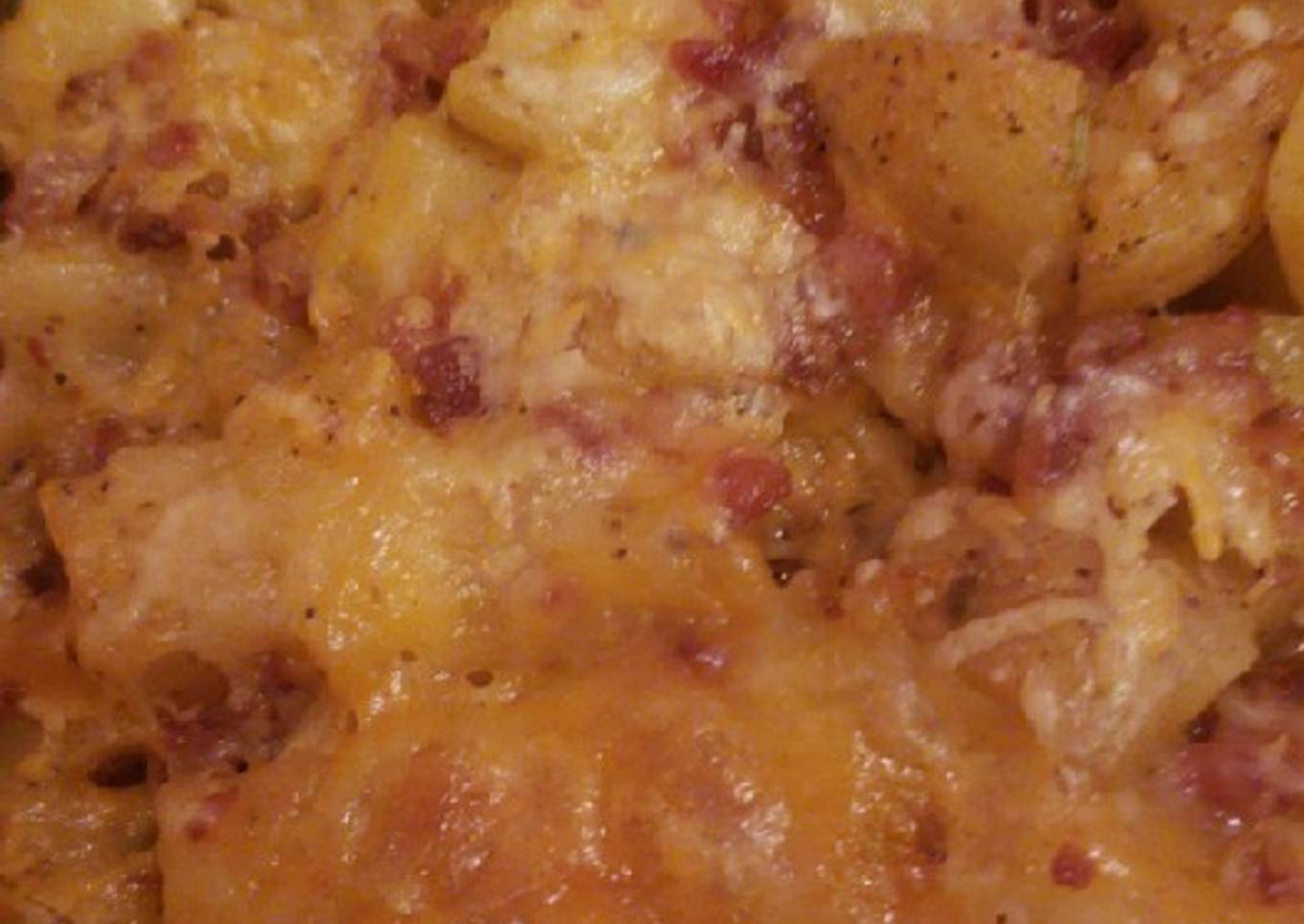 Fried with bacon and cheese