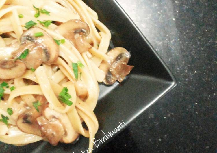 Resep Pasta Jamur Creamy/Creamy Mushroom Linguine Anti Gagal