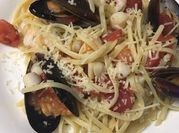 A picture of italian seafood pasta