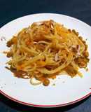 Spaghetti en salsa de naranjas