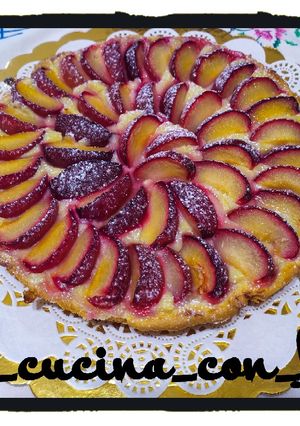 A picture of Crostata with Pastry Cream and Plums.