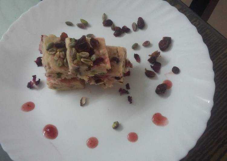 Step-by-Step Guide to Make Quick White chocolate cranberry pistachios fudge