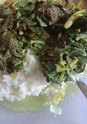 Foto resep Daun singkong bunga pepaya kuah santan