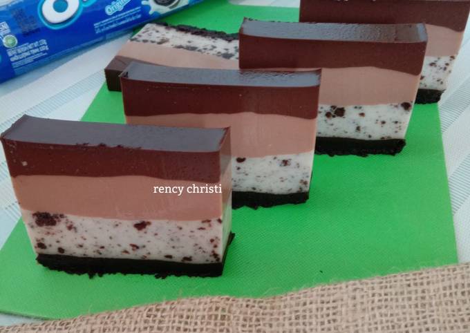 Puding Lapis Coklat Milo Oreo super lembut 👍