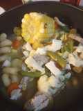 One Whole Chicken in a Soup over Noodles