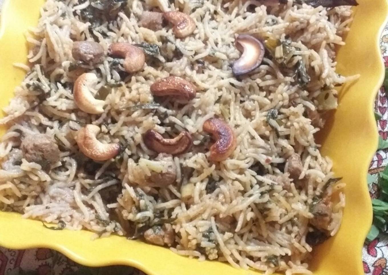 Soya palak pulao