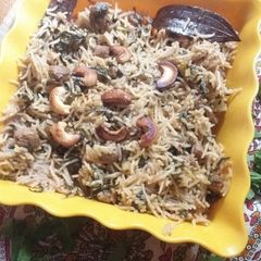 A picture of Soya palak pulao.