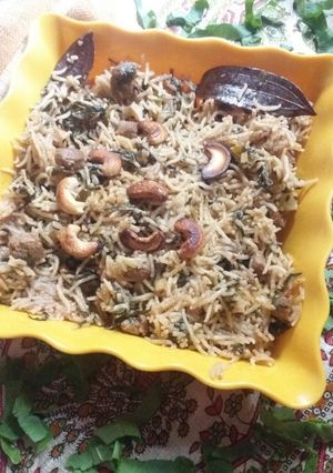 A picture of Soya palak pulao.
