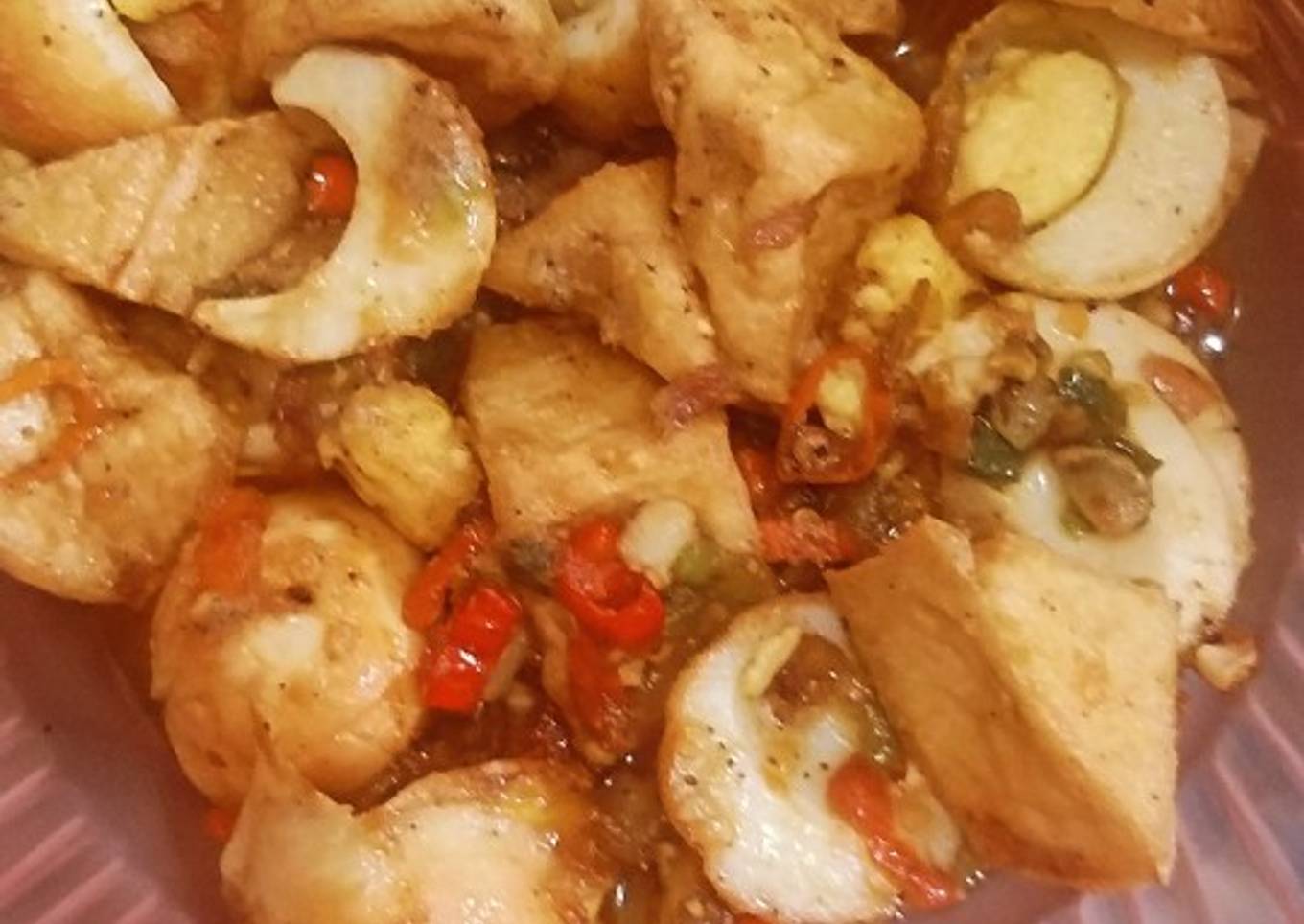 Tahu Telur Puyuh cabe garam sarapan praktis bumbu iris