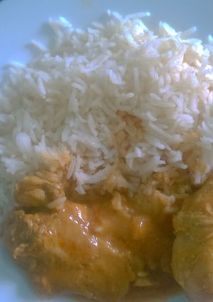 A picture of Chicken  and rice.