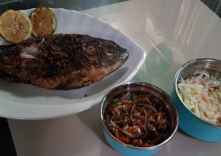 BBQ Grilled fish with pepper sauce