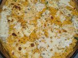 Tarta de pollo y verduras con masa de harina de garbanzo