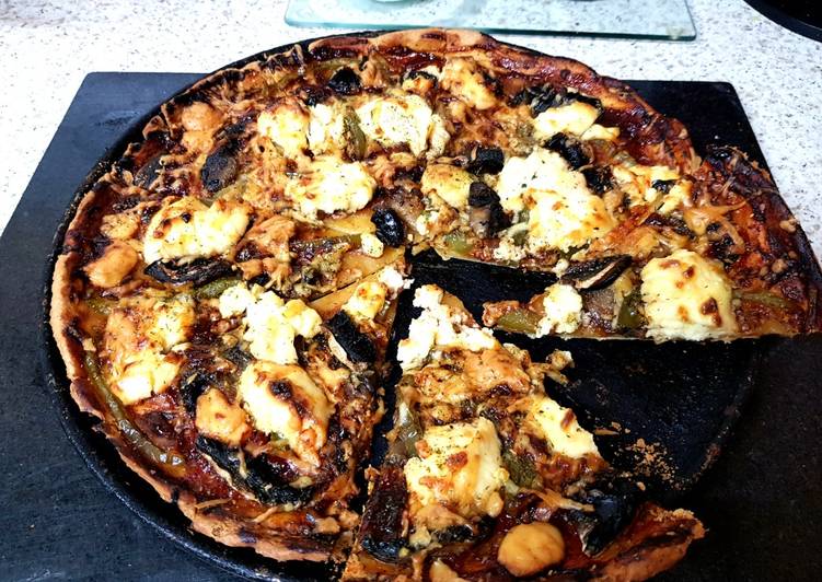 Recipe of Favorite My BBQ Mushroom 2 Cheese Thin Crust Pizza. 😊