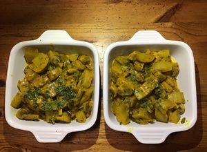 Une photo de Cassolettes de blettes et champignons à la crème de curcuma